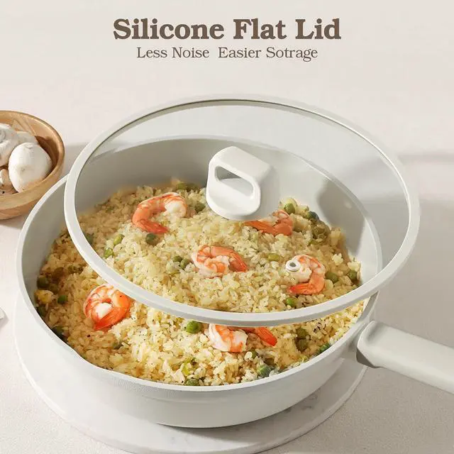 Alt view image 6 of 7 - Ceramic Pots and Pans Set Nonstick, 20Pcs Ceramic Cookware Set Non Stick, Non-toxic Healthy Kitchen Cooking Set, Induction Compatible, Dishwasher Safe, PFAS/PTFE/PFOA Free, White