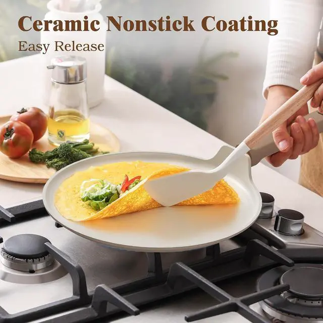 Alt view image 3 of 7 - Ceramic Pots and Pans Set Nonstick, 20Pcs Cookware Set Non Stick, Non-toxic Healthy Kitchen Cooking Set, Induction Compatible, Dishwasher Safe, PFAS/PTFE/PFOA Free, Taupe