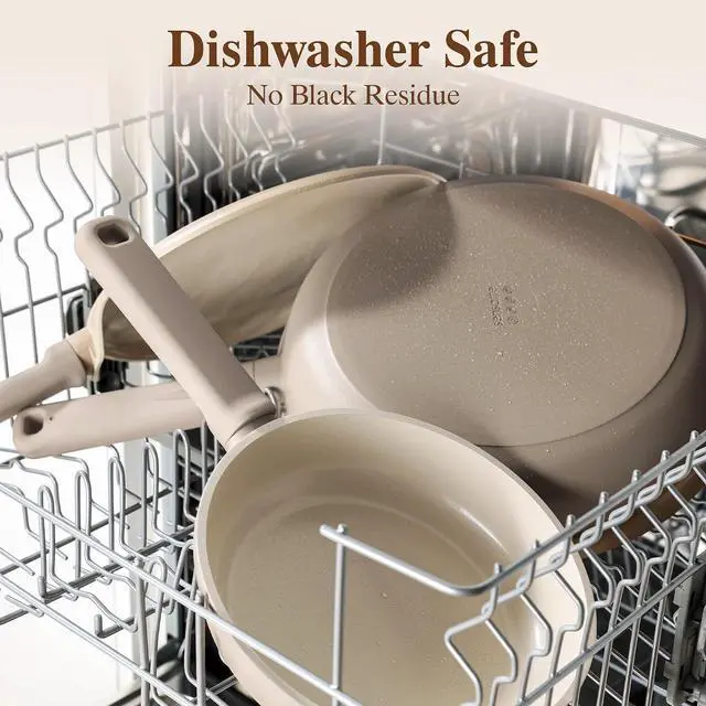 Alt view image 5 of 7 - Ceramic Pots and Pans Set Nonstick, 20Pcs Cookware Set Non Stick, Non-toxic Healthy Kitchen Cooking Set, Induction Compatible, Dishwasher Safe, PFAS/PTFE/PFOA Free, Taupe