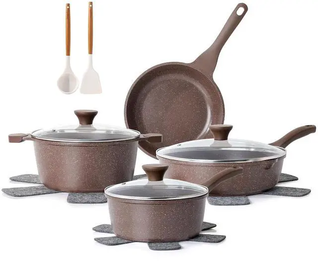 Main image of Nonstick Cookware Set 13-Piece, Healthy Pots and Pans Set Kitchen Cooking Set with Stay-Cool Handles, Silicone Utensils and Pot Protectors, PFOA Free