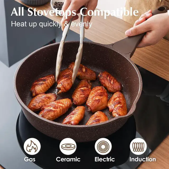 Alt view image 4 of 7 - Nonstick Cookware Set 13-Piece, Healthy Pots and Pans Set Kitchen Cooking Set with Stay-Cool Handles, Silicone Utensils and Pot Protectors, PFOA Free