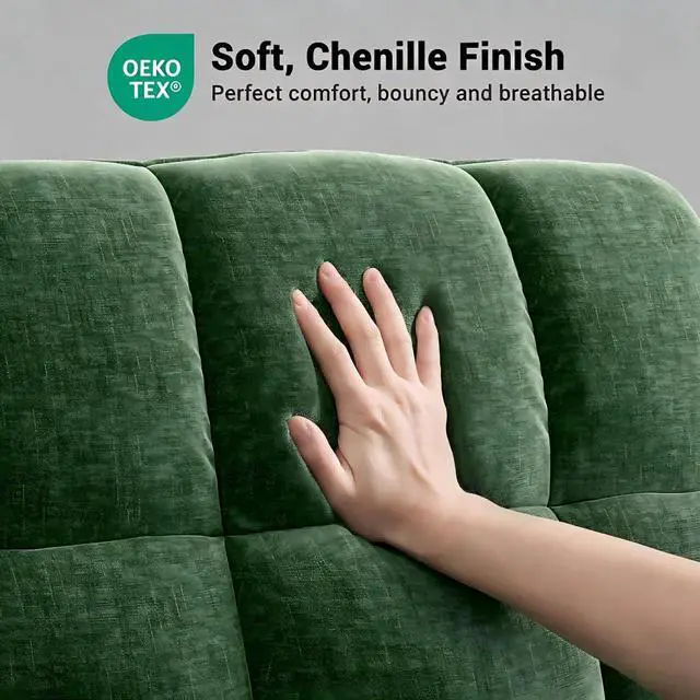 Alt view image 6 of 6 - Pipishell Power Recliner Chair for Adults, One-Touch Synchronized Reclining, Oeko-TEX Chenille Fabric Electric Recliner with USB Ports, Cup Holder & Side Pockets, for Living Room & Bedroom