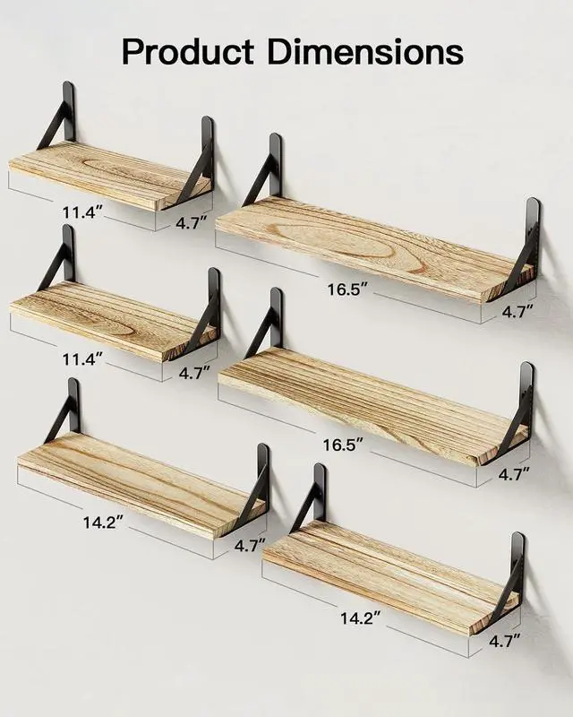 Alt view image 3 of 4 - AMADA HOMEFURNISHING Floating Shelves Bundle with Wall Shelves