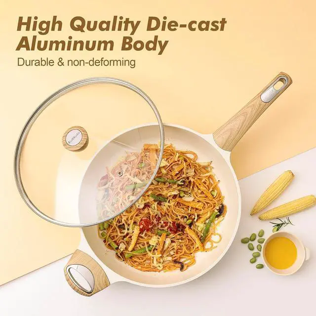 Alt view image 6 of 7 - Ceramic Cookware Sets, Pots and Pans Set Nonstick, 20-Piece Induction Cookware, Non-toxic Healthy Non Stick Kitchen Cooking Set with Stay-Cool Handles, PFAS PTFE PFOA PFOS Free