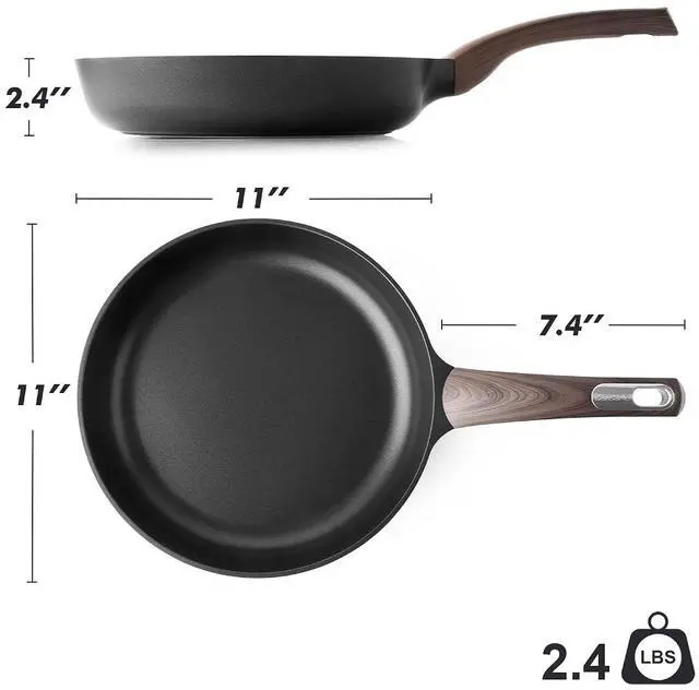 Alt view image 2 of 3 - Nonstick Frying Pan Skillet, Egg pan, Omelette Pan, Healthy Cookware Chef's Pan, PFOA Free, 11 Inch, Black