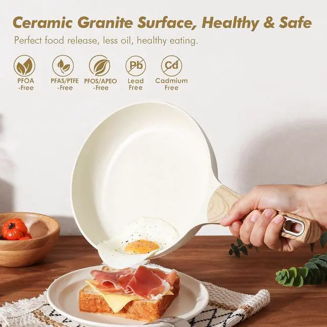 Alt view image 6 of 7 - 14-Piece Ceramic Cookware Sets,Non toxic Healthy Non Stick Kitchen Cooking Set,1.5 Quart Sauce Pan with Lid, Induction Pot