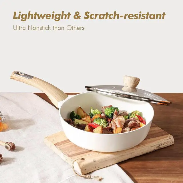 Alt view image 7 of 7 - Ceramic Cookware Sets, Pots and Pans Set Non stick, 14 Piece Induction Cookware, Non toxic Healthy Non Stick Kitchen Cooking Set, with Frying Pans Set, PFAS PTFE PFOA PFOS Free