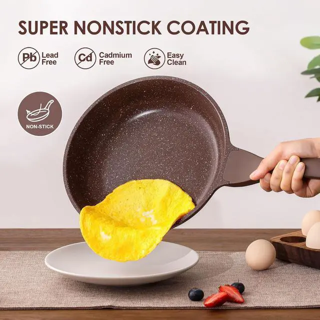 Alt view image 2 of 7 - Nonstick Cookware Set 16-Piece, Healthy Pots and Pans Set, Non-stick Kitchen Cooking Set with Stay-Cool Handles, Silicone Utensils and Pot Protectors