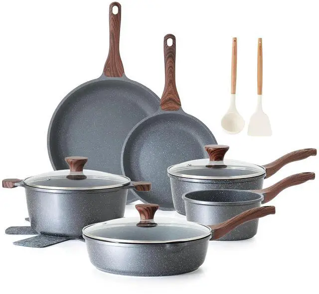 Main image of Nonstick Cookware Set 16-Piece, Healthy Pots and Pans Set, Non-stick Kitchen Cooking Set with Stay-Cool Handles, Silicone Utensils and Pot Protectors, PFOA Free