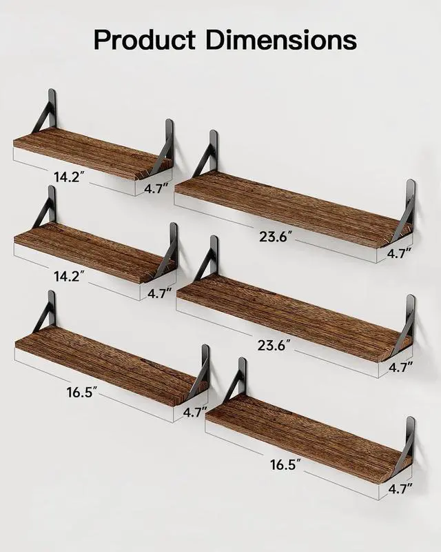 Alt view image 3 of 7 - AMADA HOMEFURNISHING Wall Shelves Set of 10, Floating Shelves for Wall, Shelves for Room