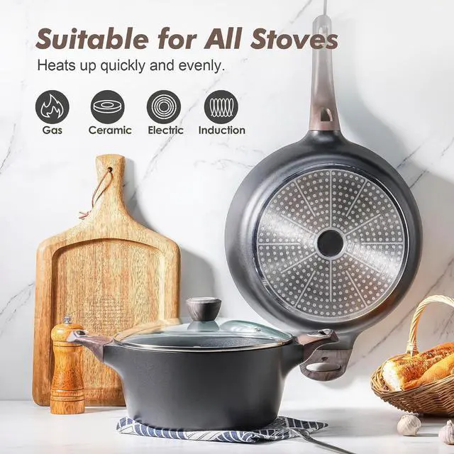 Alt view image 6 of 7 - 14 Pcs Non Stick Kitchen Cooking Set,20 Pcs Induction Cookware Sets, Non-toxic Healthy Non Stick Kitchen Cooking Set, PFOA PFOS Free