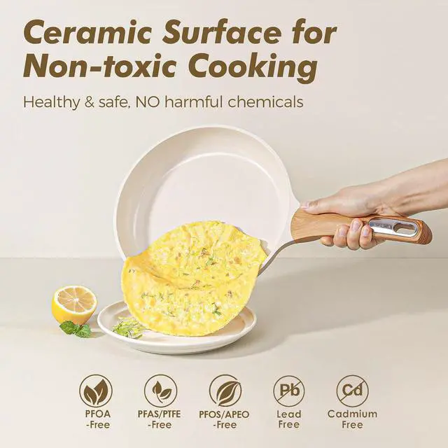 Alt view image 2 of 7 - Ceramic Cookware Sets, Pots and Pans Set Nonstick, 20-Piece Induction Cookware, Non-toxic Healthy Non Stick Kitchen Cooking Set with Stay-Cool Handles, PFAS PTFE PFOA PFOS Free
