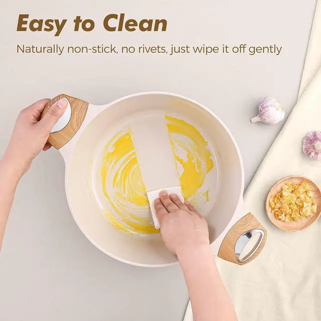 Alt view image 5 of 7 - 26 Pcs Ceramic Cookware Sets,w/Frying Pans Set, Saucepans Set, 1.5 Quart Ceramic Nonstick Sauce Pan with Lid,Induction Pot, PFOA PTFE PFAS PFOA Free