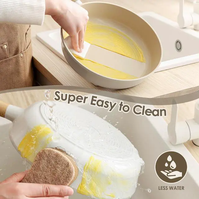 Alt view image 5 of 7 - Ceramic Cookware Set 14Pcs, Nonstick Pots and Pans Set, Healthy Non Toxic Induction Cooking Set, Stackable Cookware with Kitchen Utensils, Pot Protectors, PFAS/PTFE Free