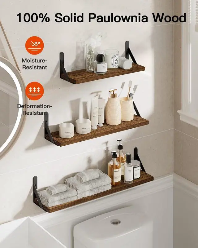 Alt view image 6 of 7 - AMADA HOMEFURNISHING Wall Shelves Set of 10, Floating Shelves for Wall, Shelves for Room
