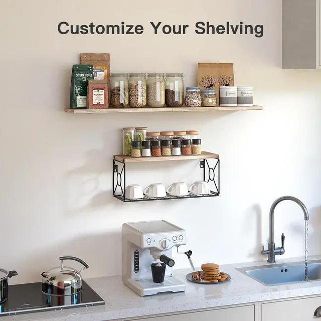 Alt view image 7 of 7 - AMADA HOMEFURNISHING Wall Shelves Set of 9, Floating Shelves for Wall Decor, Shelves for Living Room & Bathroom