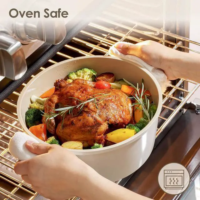 Alt view image 7 of 7 - Ceramic Cookware Set 14Pcs, Nonstick Pots and Pans Set, Healthy Non Toxic Induction Cooking Set, Stackable Cookware with Kitchen Utensils, Pot Protectors, PFAS/PTFE Free