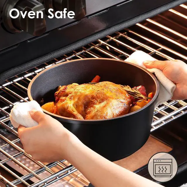 Alt view image 4 of 7 - 14 Pcs Pots and Pans Set Non stick, Non toxic Healthy Cookware Set, Induction Kitchen Cooking Set, PFOA/PFOS Free, Black