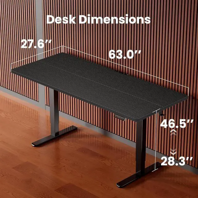 Alt view image 3 of 7 - ErGear Height Adjustable Electric Standing Desk, 63 x 28 Inches Sit Stand up Desk, Memory Computer Home Office Desk, Carbon Fiber Black