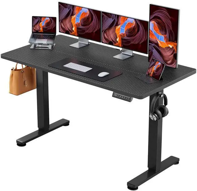 Main image of ErGear Height Adjustable Electric Standing Desk, 63 x 28 Inches Sit Stand up Desk, Memory Computer Home Office Desk, Carbon Fiber Black