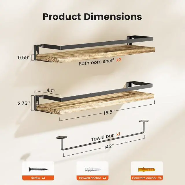 Alt view image 3 of 7 - AMADA HOMEFURNISHING Wall Shelves Set of 8, Floating Shelves for Wall, Shelves for Room Wall