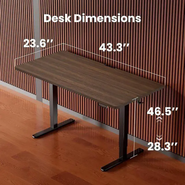 Alt view image 3 of 7 - ErGear Height Adjustable Electric Standing Desk, 44 x 24 Inches Sit Stand up Desk, Memory Computer Home Office Desk, Dark Walnut