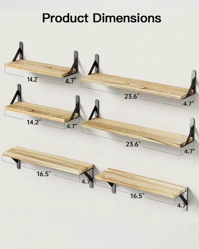 Alt view image 3 of 7 - AMADA HOMEFURNISHING Wall Shelves Set of 10, Floating Shelves for Wall, Shelves for Room Wall