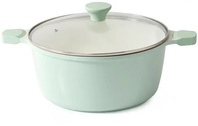 Main image of Ceramic Nonstick Stock Pot with Lid, 7 Quart Induction Cooking Pot with Tempered Glass Lid, Stew Pot for Soup and Oatmeal, Pasta Casserole, PFOA PFAS PTFE Free, Green