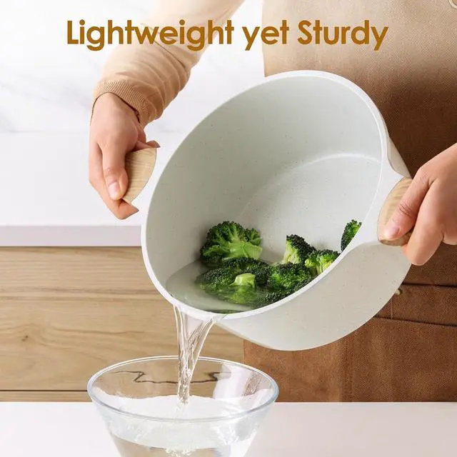 Alt view image 6 of 7 - Ceramic Nonstick Stock Pot with Lid, 7 Qt Induction Cooking Pot with Tempered Glass Lid, Stew Pot for Soup and Oatmeal, Pasta Casserole, Free of PFAS & PTFE, White