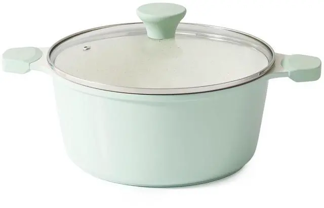 Main image of Ceramic Nonstick Stock Pot with Lid, 4.5 Quart Induction Cooking Pot with Tempered Glass Lid, Stew Pot for Soup and Oatmeal, Pasta Casserole, PFOA PFAS PTFE Free, Green