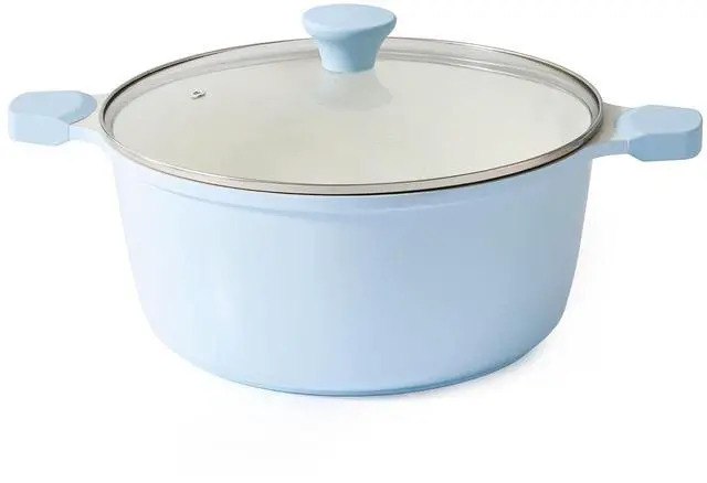 Main image of Ceramic Nonstick Stock Pot with Lid, 7 Quart Induction Cooking Pot with Tempered Glass Lid, Stew Pot for Soup and Oatmeal, Pasta Casserole, PFOA PFAS PTFE Free, Blue