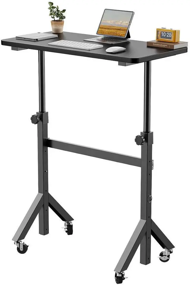 Main image of ErGear Small Standing Desk Adjustable Height, 6 Height Settings Up to 46.5, Walking Pad Desk with Triangular Leg Design, Smooth Mobility with Lockable Wheels, Standing Desk for Walking Pad, Black