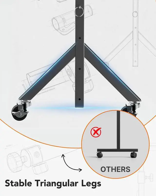 Alt view image 5 of 7 - ErGear Small Standing Desk Adjustable Height, 6 Height Settings Up to 46.5, Walking Pad Desk with Triangular Leg Design, Smooth Mobility with Lockable Wheels, Standing Desk for Walking Pad, Black