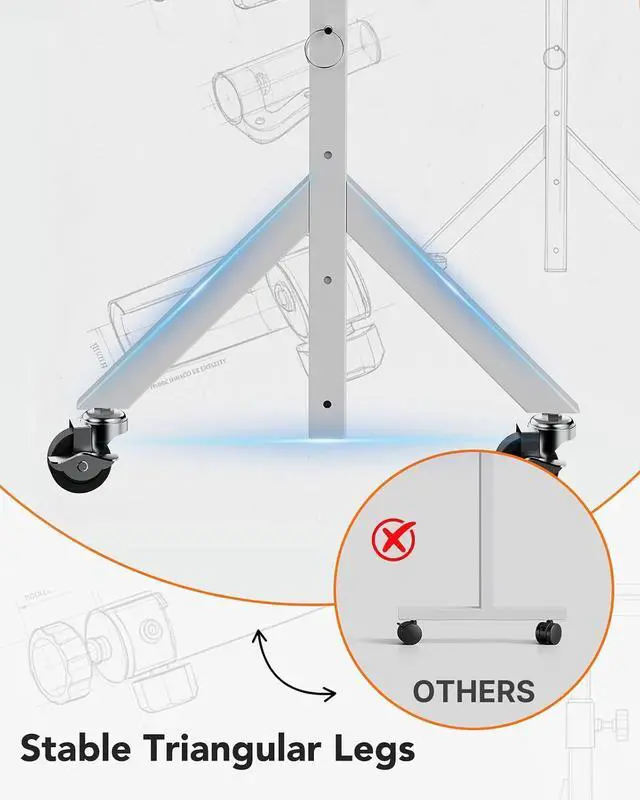 Alt view image 5 of 7 - ErGear Small Standing Desk Adjustable Height, 6 Height Settings Up to 46.5, Walking Pad Desk with Triangular Leg Design, Smooth Mobility with Lockable Wheels, Standing Desk for Walking Pad