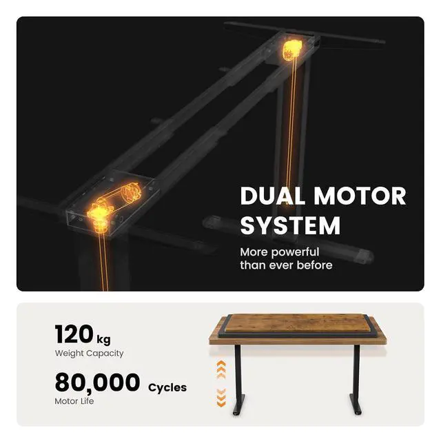 Alt view image 4 of 7 - ErGear Dual Motor Standing Desk Frame, Electric Adjustable Legs Compatible Desktop Size 44-90, 264 lbs Weight Capacity, 4 Memory Height Settings Stand up Desks Base, Black Frame Only