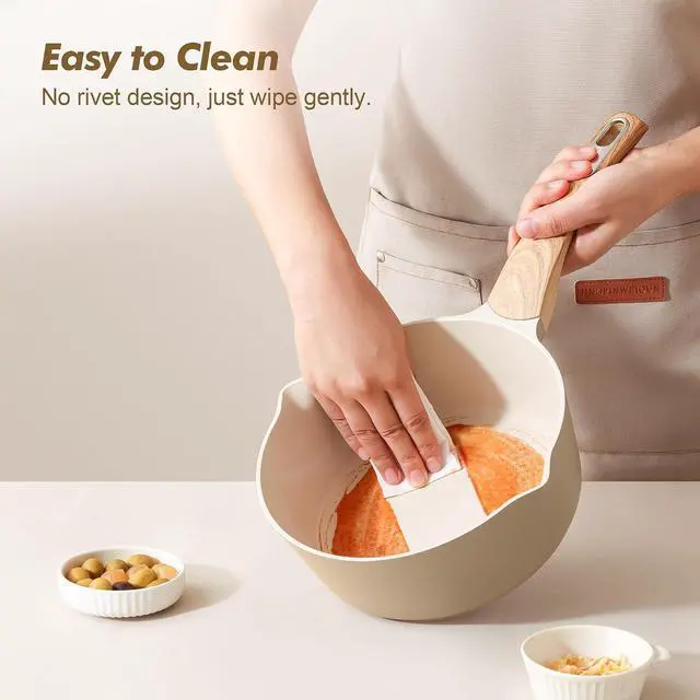 Alt view image 5 of 7 - 9.5Inch Ceramic Nonstick Frying Pan Skillet Omelette Pans,1.5 Quart Ceramic Nonstick Sauce Pan with Lid, Induction Pot, PFOA PTFE PFAS PFOA Free