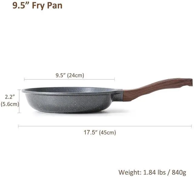 Alt view image 5 of 7 - Nonstick Frying Pan Skillet, Swiss Granite Coating Omelette Pan, Healthy Stone Cookware Chef's Pan, PFOA Free (9.5 Inch)