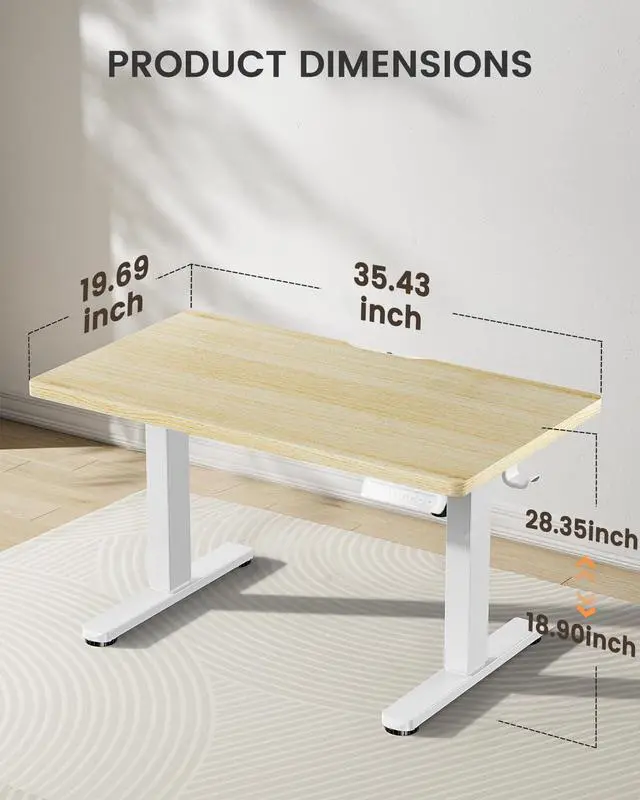 Alt view image 3 of 7 - ErGear Low Height Adjustable Desk, Lifts 18.9-28.4 Inches, 35 X 20 Inches Electric Standing Desk for Kids, 4 Height Memory Settings & Storage Hooks, Home Office Computer Table & Study Desk, Natural