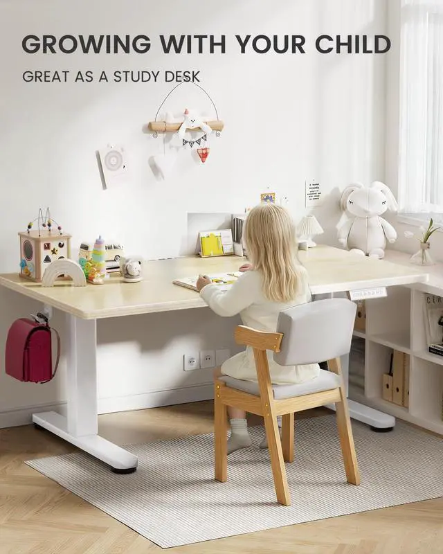 Alt view image 6 of 7 - ErGear Low Height Adjustable Desk, Lifts 18.9-28.4 Inches, 35 X 20 Inches Electric Standing Desk for Kids, 4 Height Memory Settings & Storage Hooks, Home Office Computer Table & Study Desk, Natural
