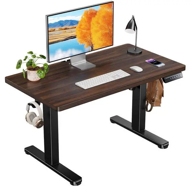 Main image of ErGear Low Height Adjustable Desk, Lifts 18.9-28.4 Inches, 35 X 20 Inches Electric Standing Desk for Kids, 4 Height Memory Settings & Storage Hooks, Home Office Computer Table & Study Desk, Walnut