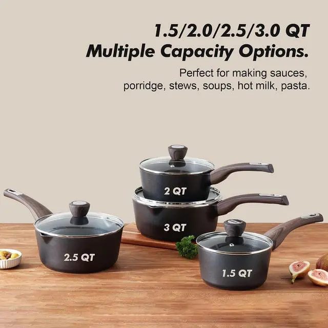 Alt view image 4 of 7 - 9.5Inch Nonstick Frying Pan Skillet with Lid, Induction Compatible, 1.5 Quart Nonstick Sauce Pan with Lid,Non stick Saucier Pan, PFOA Free