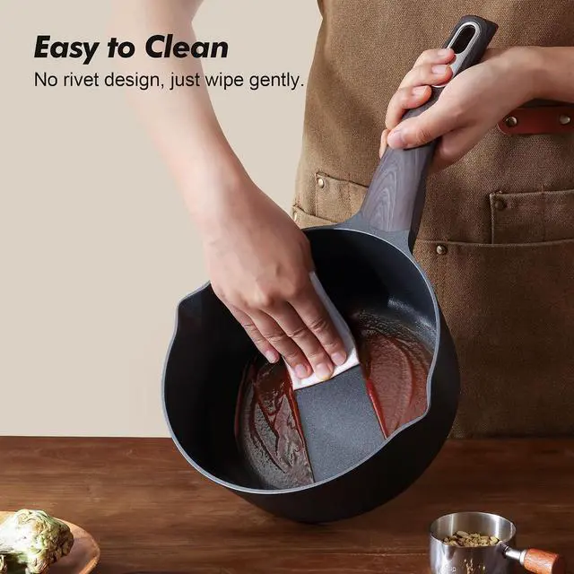 Alt view image 6 of 7 - 9.5Inch Nonstick Frying Pan Skillet with Lid, Induction Compatible, 1.5 Quart Nonstick Sauce Pan with Lid,Non stick Saucier Pan, PFOA Free