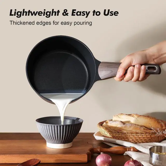 Alt view image 6 of 7 - Nonstick Sauce Pan with Lid, 1.5 Quart Small Saucepan, Multipurpose Cooking Pot with Stay Cool Handle, Non toxic Kitchen Sauce Pot, Non stick Saucier Pan, Induction Comptable, PFOA Free