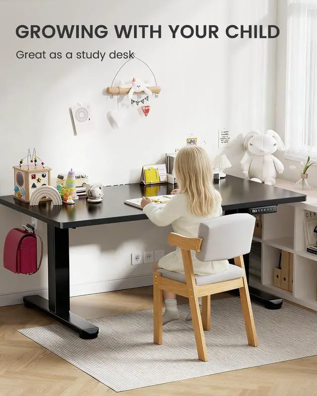 Alt view image 3 of 6 - ErGear Low Height Adjustable Desk, Lifts 18.9-28.4 Inches, 40 X 24 Inches Electric Standing Desk for Kids, 4 Height Memory Settings & Storage Hooks, Home Office Computer Table & Study Desk, Black