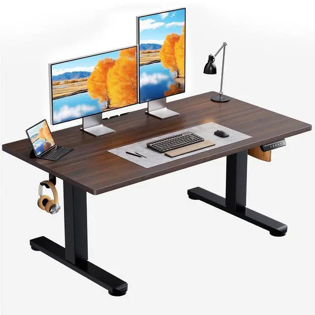 Main image of ErGear Low Height Adjustable Desk, Lifts 18.9-28.4 Inches, 48 X 24 Inches Electric Standing Desk for Kids, 4 Height Memory Settings & Storage Hooks, Home Office Computer Table & Study Desk, Walnut