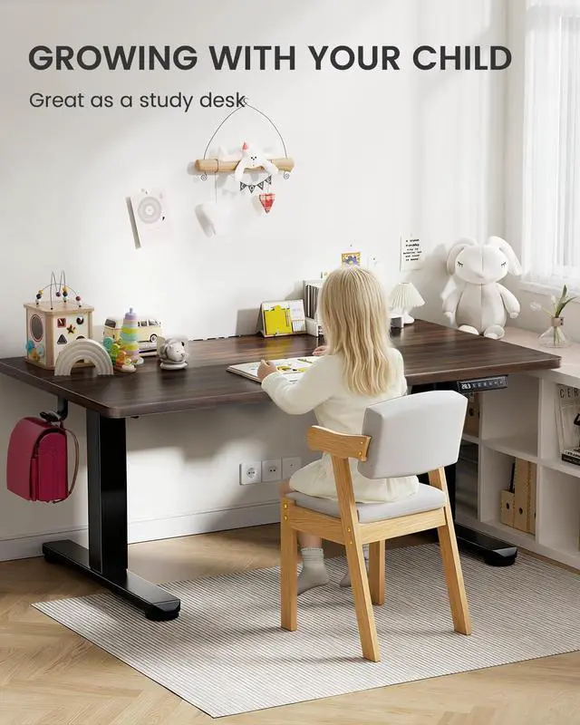 Alt view image 3 of 6 - ErGear Low Height Adjustable Desk, Lifts 18.9-28.4 Inches, 40 X 24 Inches Electric Standing Desk for Kids, 4 Height Memory Settings & Storage Hooks, Home Office Computer Table & Study Desk, Walnut