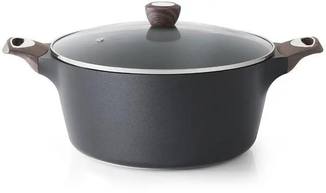 Main image of Nonstick Stock Pot with Lid, 2.6/4.5/6.6/8.5/11 QT Soup Pot Casserole Pot, Healthy Pasta Pot, Large Deep Cooking Pot, Big Sauce Pot Stew Pot, Induction Compatible, PFOA PFOS APEO Free, Black
