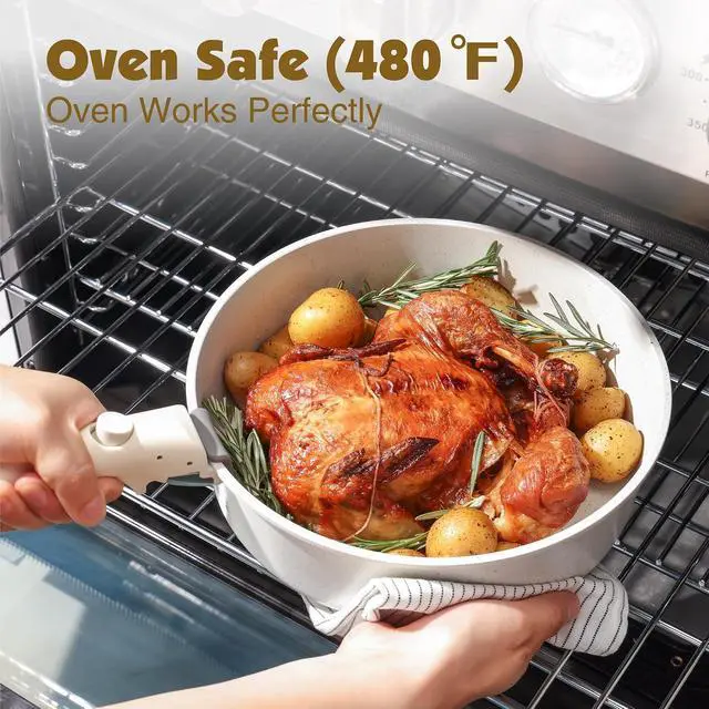 Alt view image 7 of 7 - 17 Piece Pots and Pans Set, Nonstick Detachable Handle Cookware Set, Induction Kitchen Cookware Set with Removable Handle, Healthy Non Stick for RV, Dishwasher Oven Safe, PFOA Free (White)