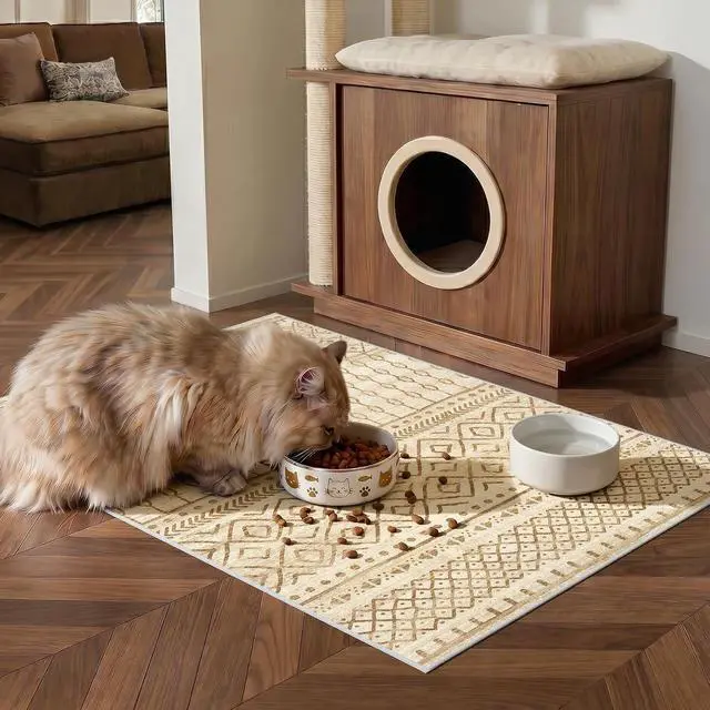 Alt view image 5 of 7 - AMADA HOMEFURNISHING 2x3 Washable Area Rugs, Beige Boho Geometric Low-Pile Rug with Non-Slip Backing, Stain Resistance & Durable Edge Binding, Soft Indoor Carpet for Living Room, Bedroom, Dining Room
