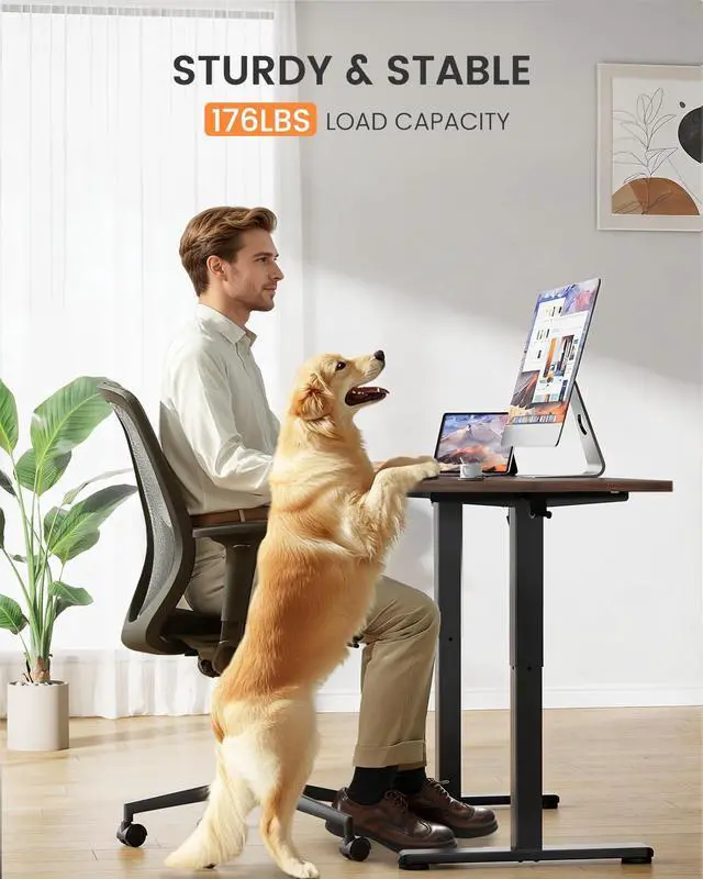 Alt view image 5 of 6 - ErGear Low Height Adjustable Desk, Lifts 18.9-28.4 Inches, 40 X 24 Inches Electric Standing Desk for Kids, 4 Height Memory Settings & Storage Hooks, Home Office Computer Table & Study Desk, Walnut